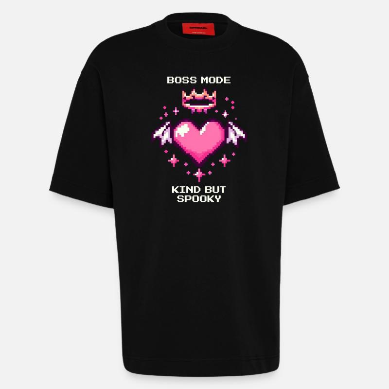 Doux et Effrayant | Goth doux - T-shirt bio épais oversize fabriqué en UE - SOLID BLACK