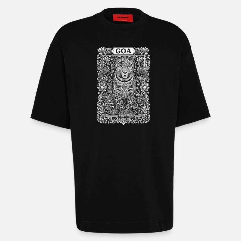 Goa Leopard Mandala - Heavyweight T-Shirt - made by SPREAD  - SOLID BLACK