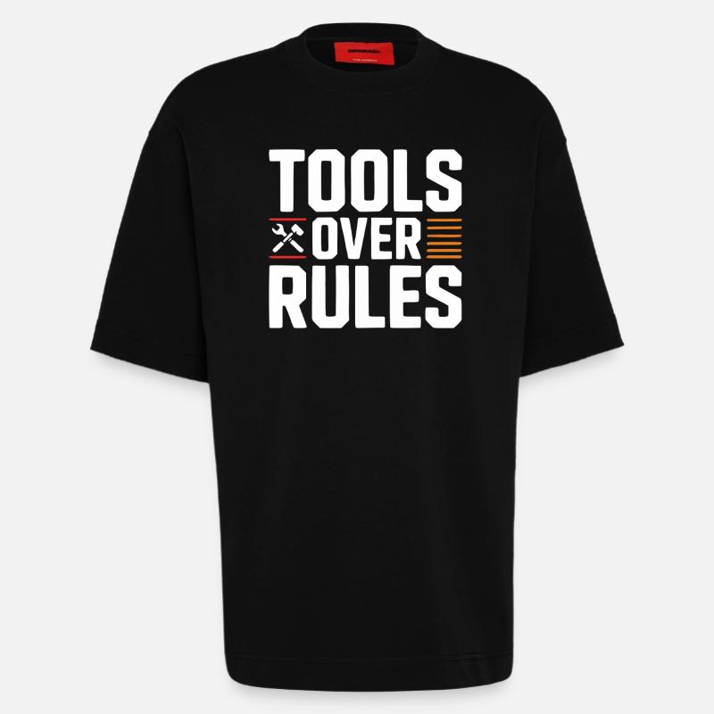 Tools Over Rules Statement Design - Heavyweight T-Shirt - made by SPREAD  - SOLID BLACK