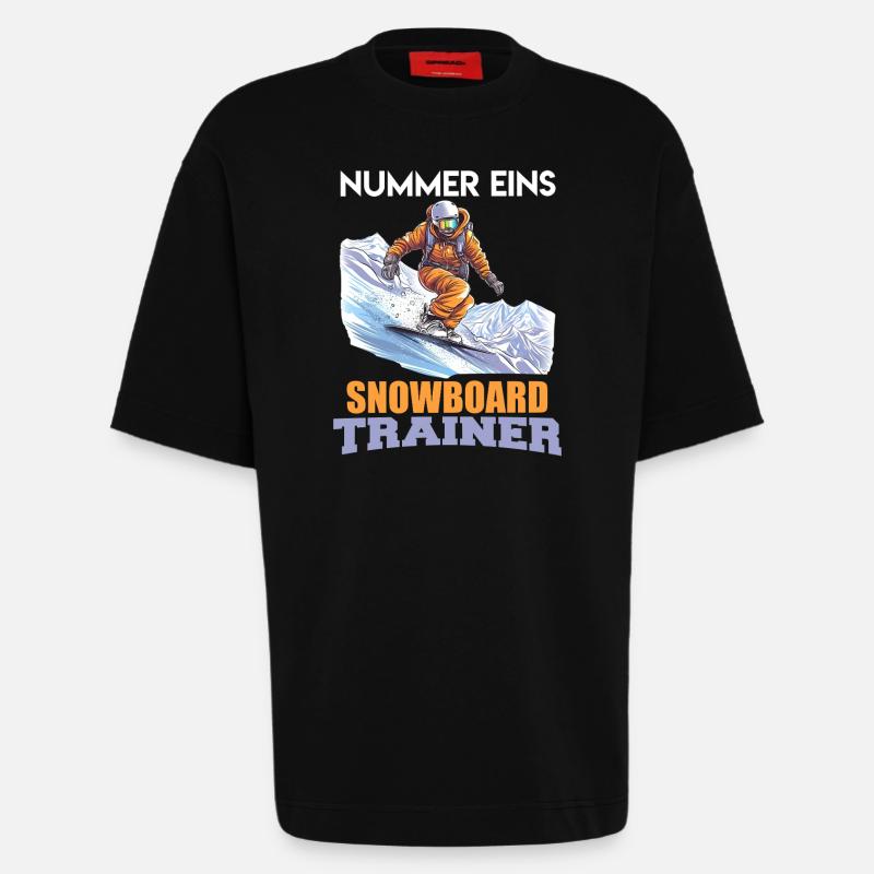 Snowboarder NUMMER EINS SNOWBOARD TRAINER Lustig - Heavyweight T-Shirt - made by SPREAD - SOLID BLACK
