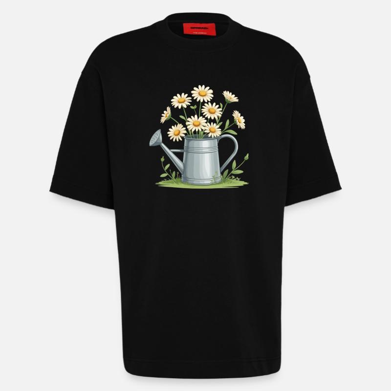Gänseblümchen in der Gießkanne - Heavyweight T-Shirt - made by SPREAD - SOLID BLACK