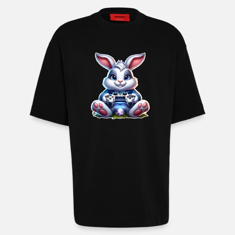 Easter Bunny Gaming Gamer - Heavyweight T-Shirt - made by SPREAD  - SOLID BLACK