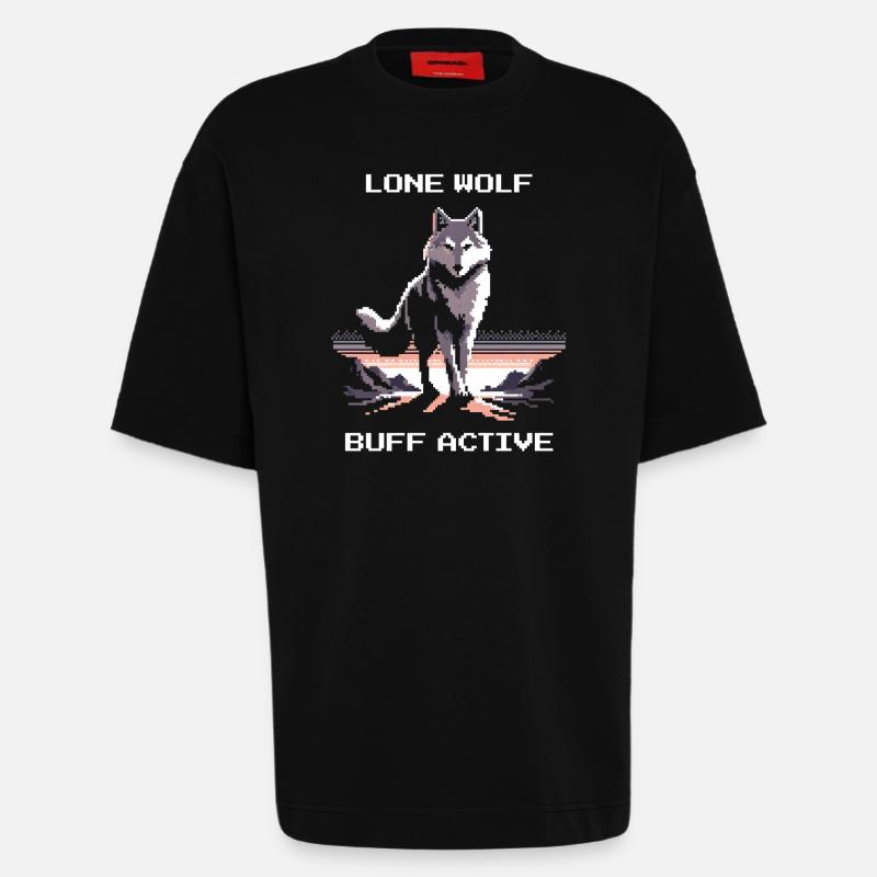 Lone Wolf active | Wolf Power - Heavyweight T-Shirt - made by SPREAD  - SOLID BLACK