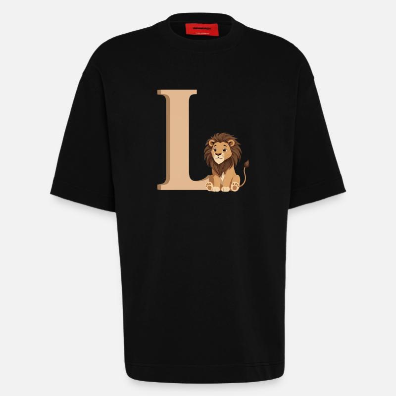 L-Löwe Buchstabe L mit Löwe - Heavyweight T-Shirt - made by SPREAD  - SOLID BLACK