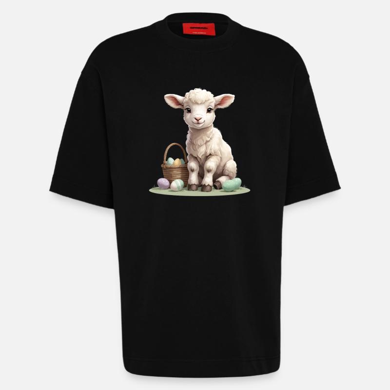 Pastel lamb with Easter eggs - Heavyweight T-Shirt - made by SPREAD  - SOLID BLACK