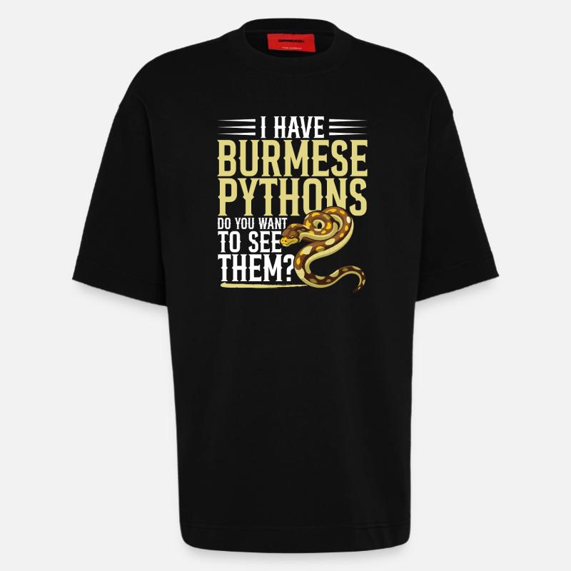Burmesische Python HDE Schlangen-Stofftier-Reptil - Heavyweight T-Shirt - made by SPREAD  - SOLID BLACK