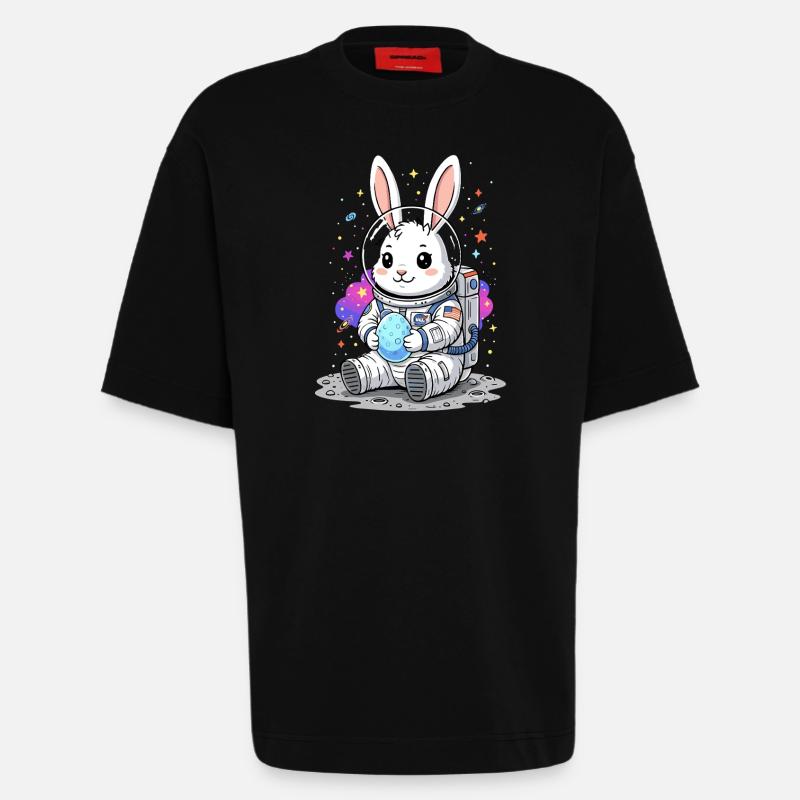 Astronaut Easter Bunny Space - Heavyweight T-Shirt - made by SPREAD  - SOLID BLACK