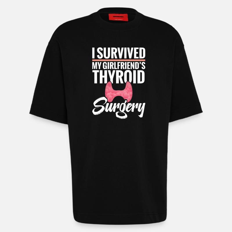  Thyroid Removal Surgery Girlfriend Thyroid - Heavyweight T-Shirt - made by SPREAD  - SOLID BLACK