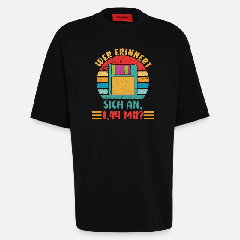 Coder WHO REMEMBERS 1.44 MB? FUNNY - Heavyweight T-Shirt - made by SPREAD  - SOLID BLACK