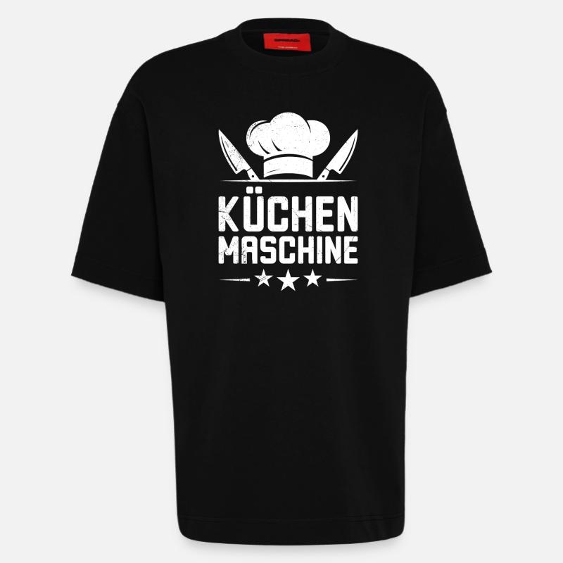 Chef's Clothes KITCHEN MACHINE Fun - Heavyweight T-Shirt - made by SPREAD  - SOLID BLACK