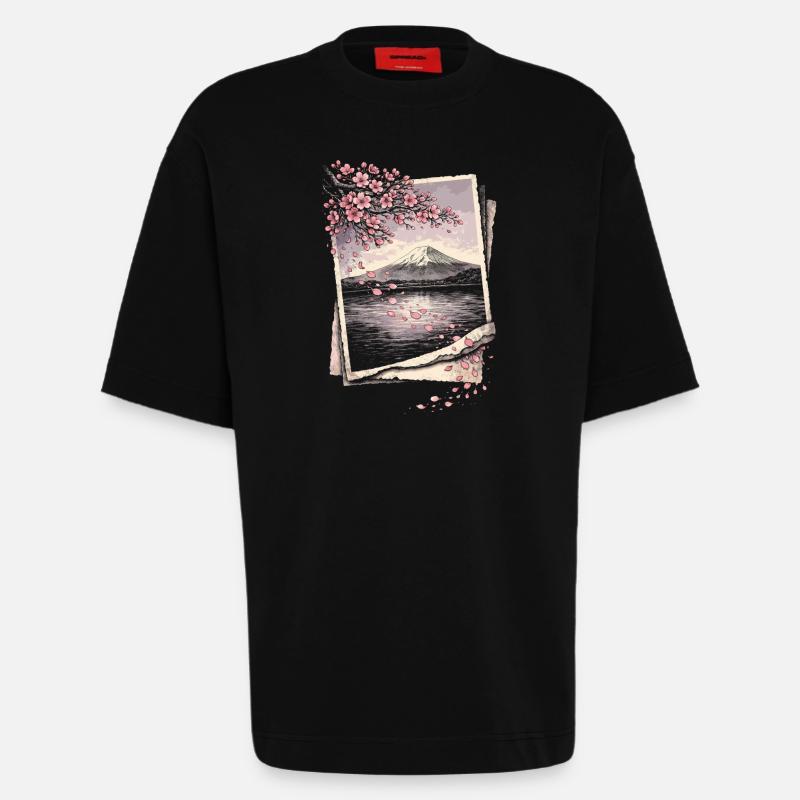 Kirschblüten Sakura Kirschblüte - Heavyweight T-Shirt - made by SPREAD  - SOLID BLACK