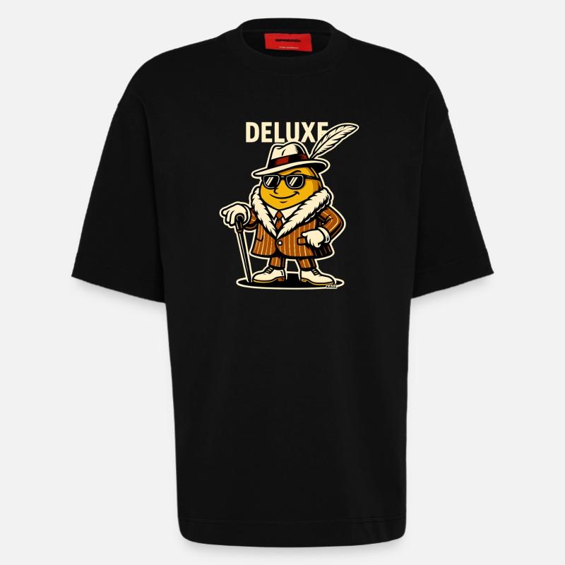 Deluxe Dapper Feather guy - Heavyweight T-Shirt - made by SPREAD  - SOLID BLACK