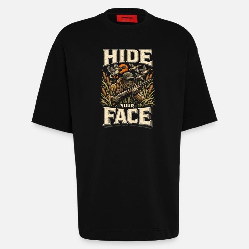 Duck Hunt Hide Your Face - Heavyweight T-Shirt - made by SPREAD  - SOLID BLACK