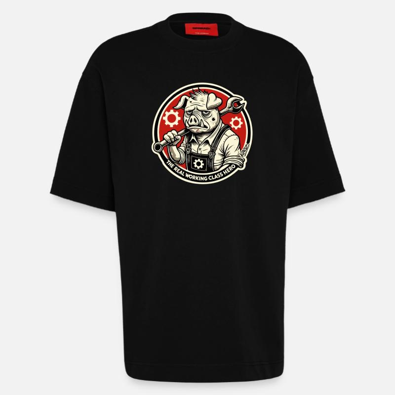 Echtes Heldenschwein der Arbeiterklasse - Heavyweight T-Shirt - made by SPREAD  - SOLID BLACK