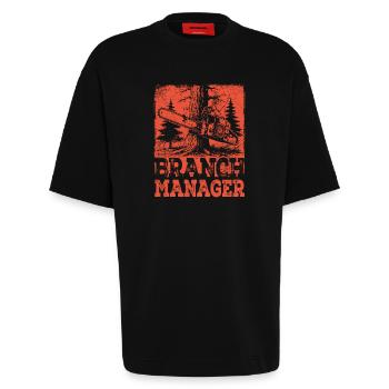 Branch Manager Kettensäge Holzfäller Wald - Heavyweight T-Shirt - made by SPREAD  - SOLID BLACK - Vorne - Fiona (171cm)
