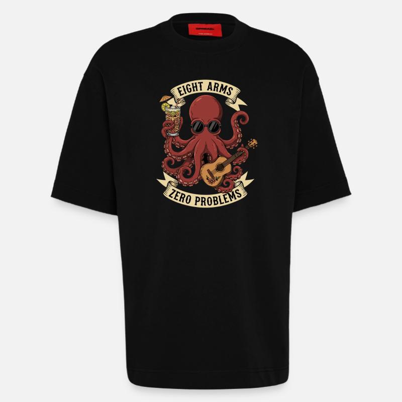 Eight Arms Zero Problems - Heavyweight T-Shirt - made by SPREAD  - SOLID BLACK