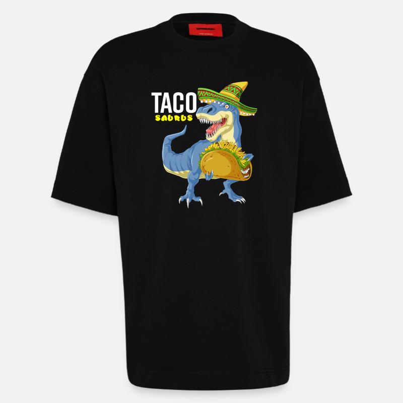 Tacosaurus Cinco De Mayo Hemd - Heavyweight T-Shirt - made by SPREAD  - SOLID BLACK