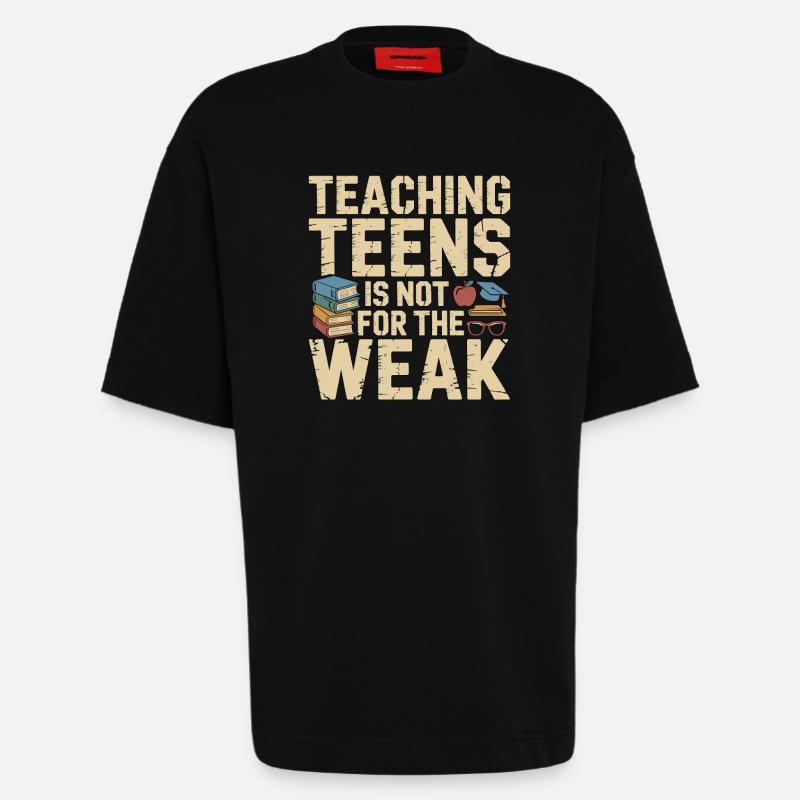 Enseignant de lycée enseignant aux adolescents - T-shirt bio épais oversize fabriqué en UE - SOLID BLACK
