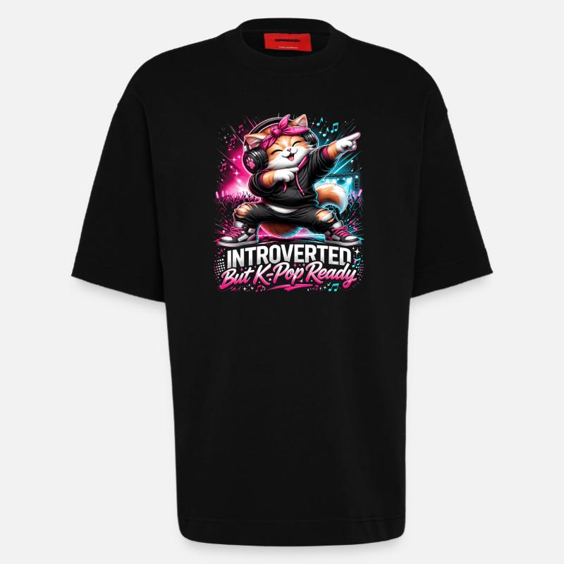 Introverted But K Pop Ready - Heavyweight T-Shirt - made by SPREAD  - SOLID BLACK