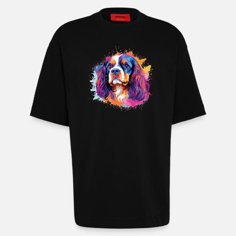 Vibrant Spaniel Splash Portrait - Heavyweight T-Shirt - made by SPREAD  - SOLID BLACK