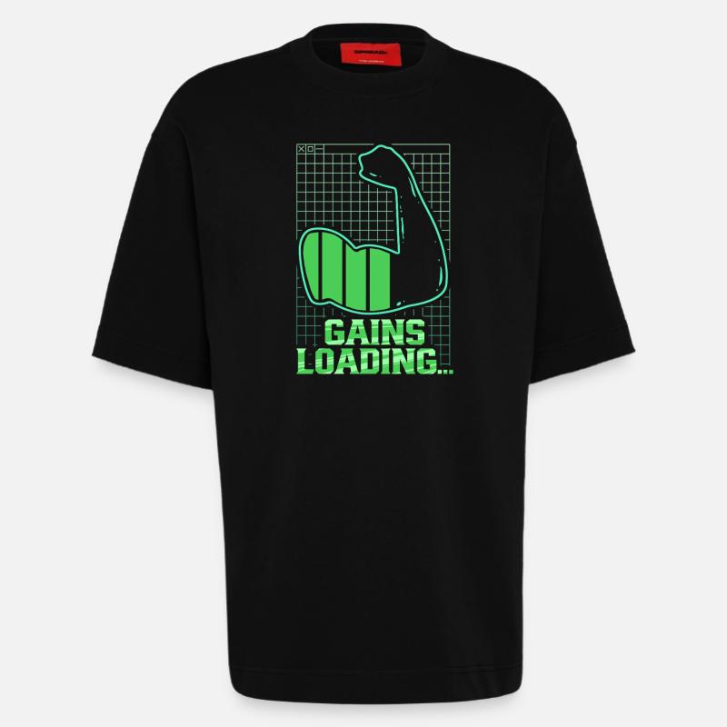 Biceps Biceps Training Gym Gains Loading - Heavyweight T-Shirt - made by SPREAD  - SOLID BLACK