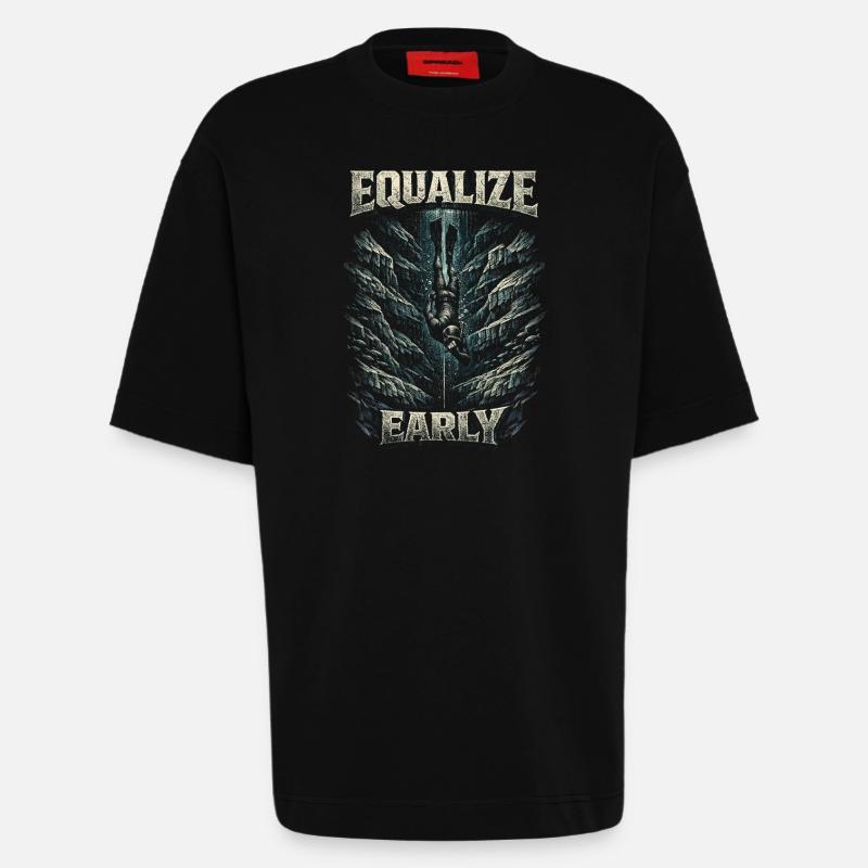 Apnoetauchen Freitauchen Equalize Early - Heavyweight T-Shirt - made by SPREAD - SOLID BLACK