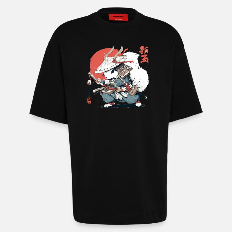 Samurai-Eichhörnchen, japanischer Krieger, Ukiyo-e-Stil Su - Heavyweight T-Shirt - made by SPREAD  - SOLID BLACK