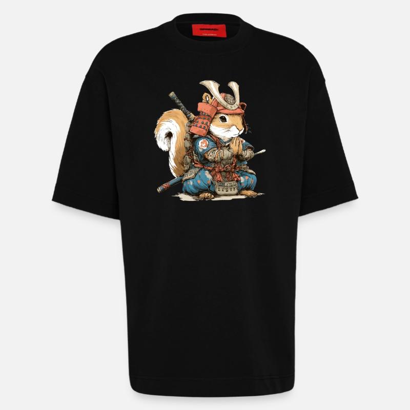 Squirrel Samurai Armor - Heavyweight T-Shirt - made by SPREAD  - SOLID BLACK
