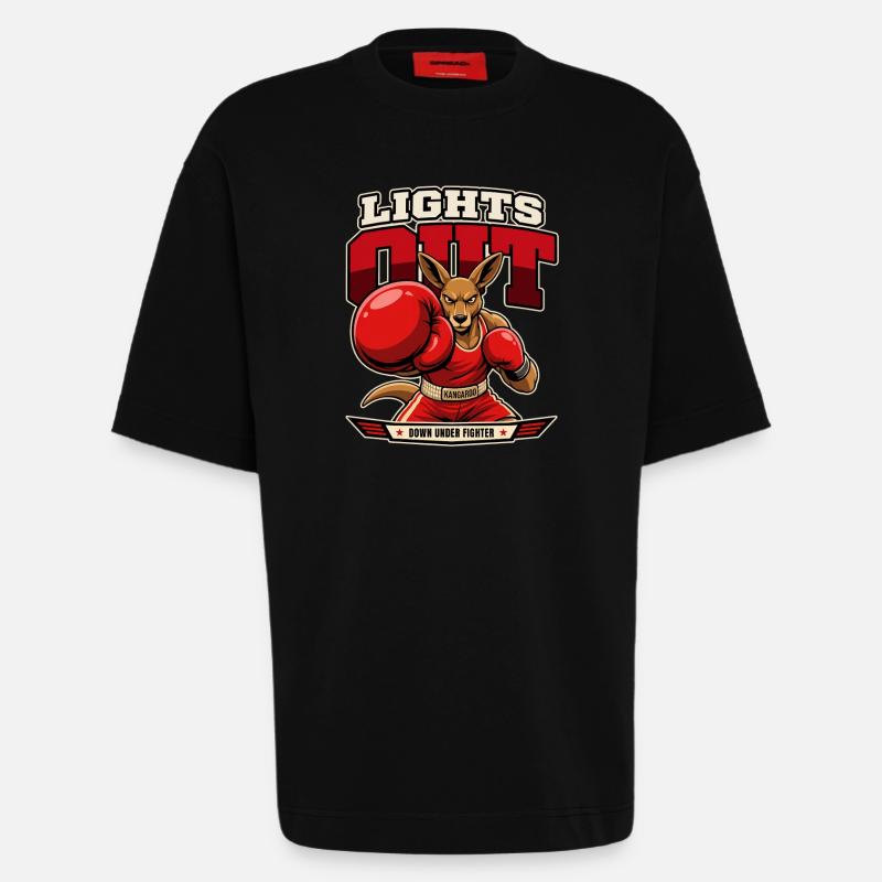 Känguru Knockout – Lights Out Boxing - Heavyweight T-Shirt - made by SPREAD  - SOLID BLACK