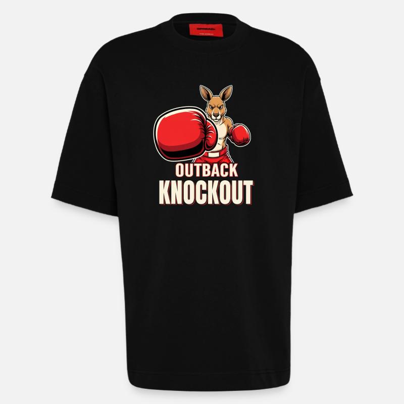 Boxeur kangourou de l’Outback Knockout - T-shirt bio épais oversize fabriqué en UE - SOLID BLACK