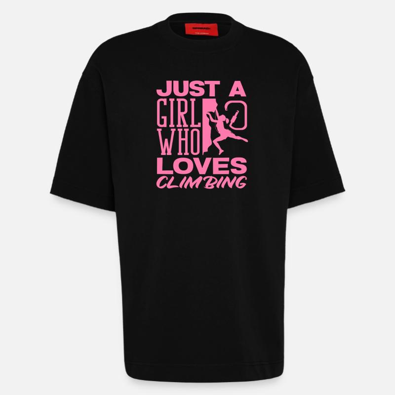 Ein Mädchen das Klettern liebt Pink - Heavyweight T-Shirt - made by SPREAD  - SOLID BLACK
