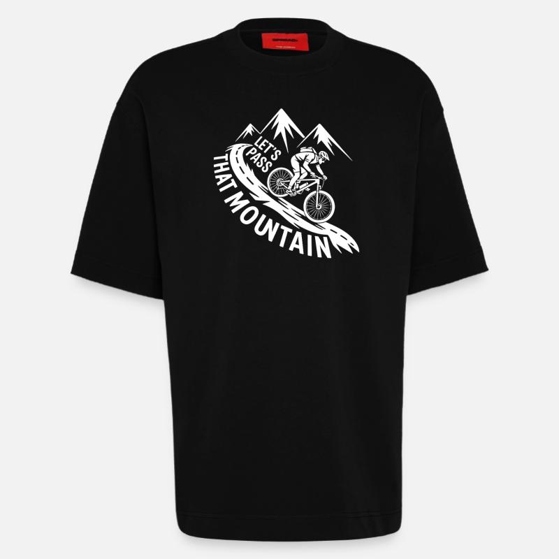 VTT, Descente, Action du cyclisme - T-shirt bio épais oversize fabriqué en UE - SOLID BLACK