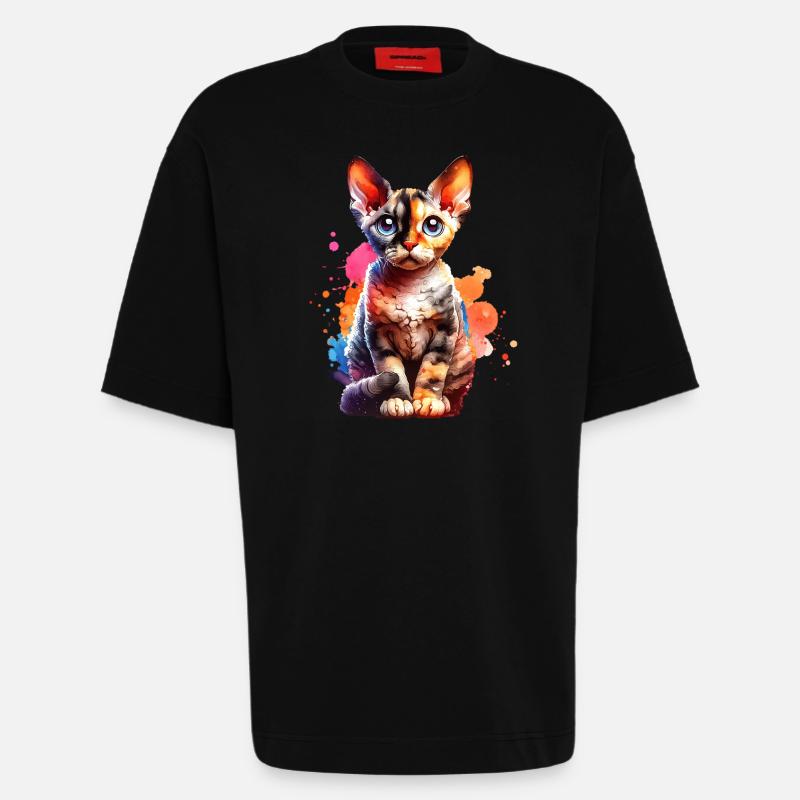 Cadeau Devon Rex - T-shirt bio épais oversize fabriqué en UE - SOLID BLACK