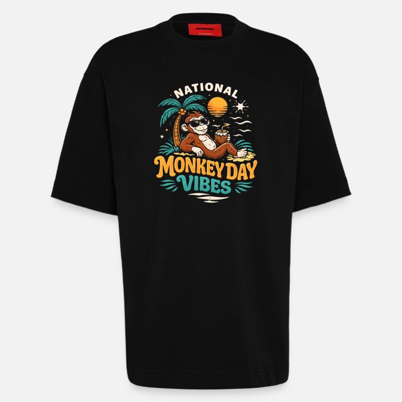 Monkey Day Monkey Day - Heavyweight T-Shirt - made by SPREAD - SOLID BLACK