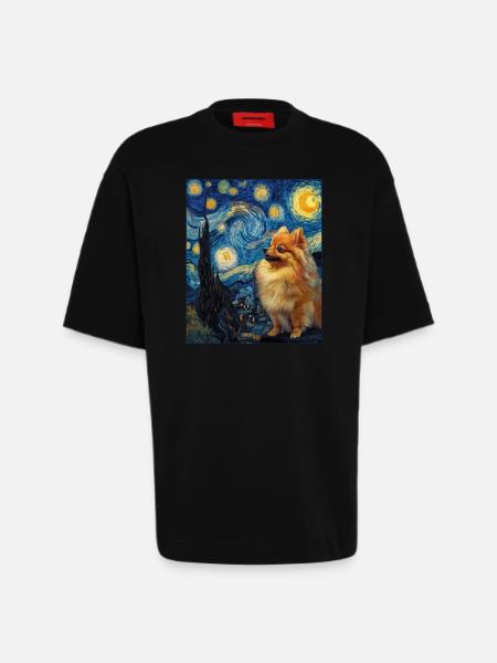 Zwergspitz Spitz Pomeranian - T-shirt bio épais oversize fabriqué en UE - SOLID BLACK