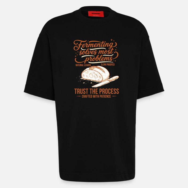 sourdough Fermenting Solves Problems - Heavyweight T-Shirt - made by SPREAD  - SOLID BLACK