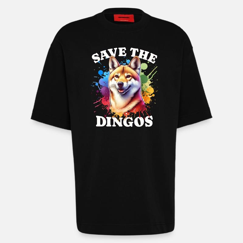 Australischer Wildhund Save Dingo - Heavyweight T-Shirt - made by SPREAD  - SOLID BLACK