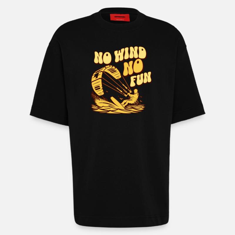 No Wind No Fun - Heavyweight T-Shirt - made by SPREAD  - SOLID BLACK