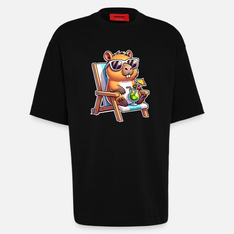 Capybara Chill - Heavyweight T-Shirt - made by SPREAD  - SOLID BLACK
