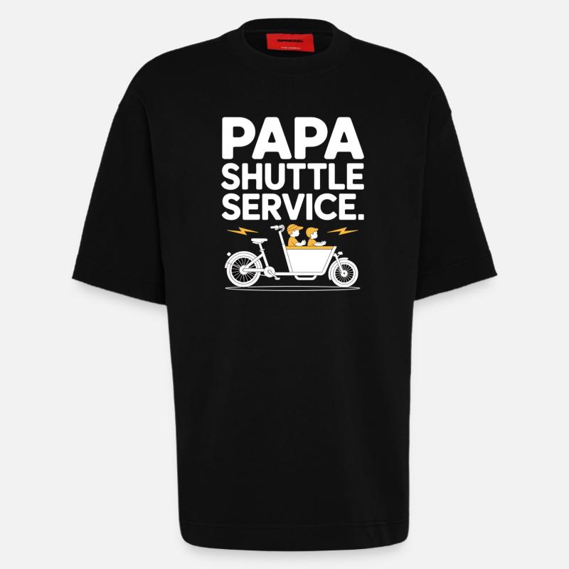 Papa Shuttle Service Vélo cargo Papa - T-shirt bio épais oversize fabriqué en UE - SOLID BLACK