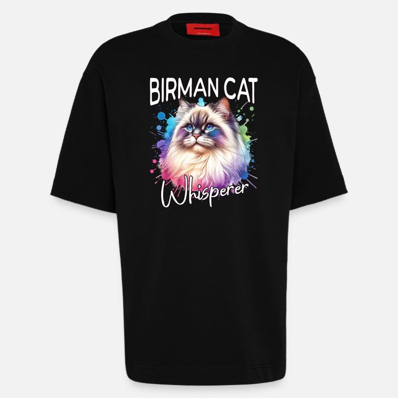 Le Murmureur de chats Birman - T-shirt bio épais oversize fabriqué en UE - SOLID BLACK
