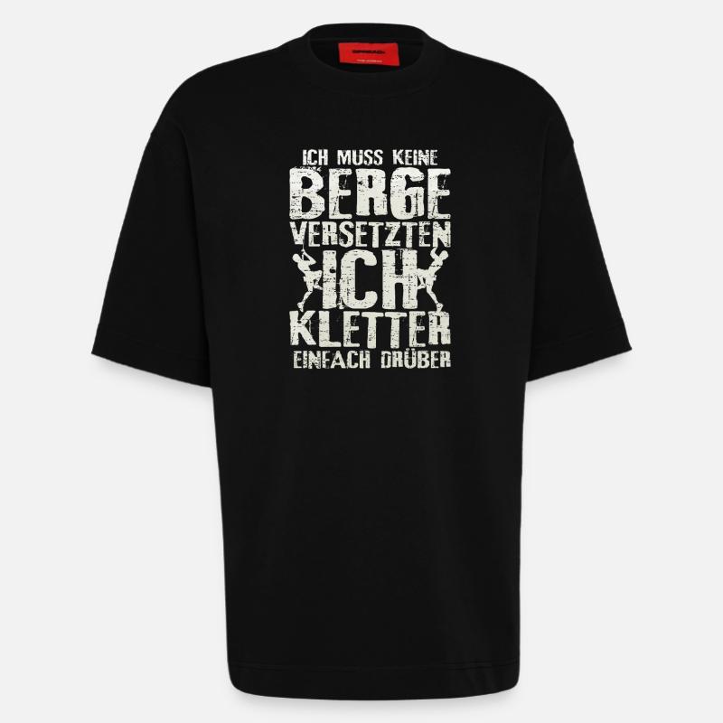 Klettern berg versetzten spruch geschenkidee - Heavyweight T-Shirt - made by SPREAD  - SOLID BLACK