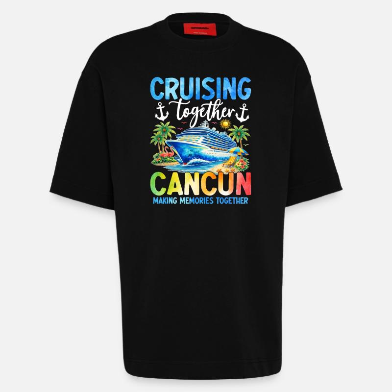 Croisière ensemble à Cancún - T-shirt bio épais oversize fabriqué en UE - SOLID BLACK