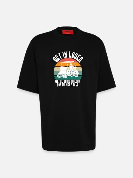 Retro Golf Cart Sunset - Heavyweight T-Shirt - made by SPREAD - SOLID BLACK