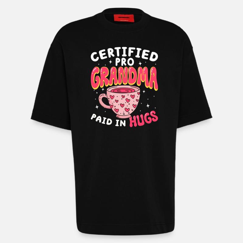Grand-mère Grand-mère Professionnelle Certifiée - T-shirt bio épais oversize fabriqué en UE - SOLID BLACK