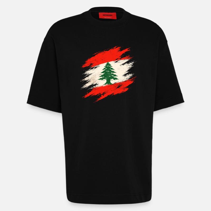 Liban Libanais - T-shirt bio épais oversize fabriqué en UE - SOLID BLACK