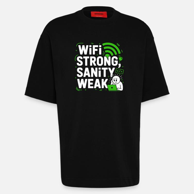 Remote Developer WiFi Strong Software Engineering - Heavyweight T-Shirt - made by SPREAD - SOLID BLACK