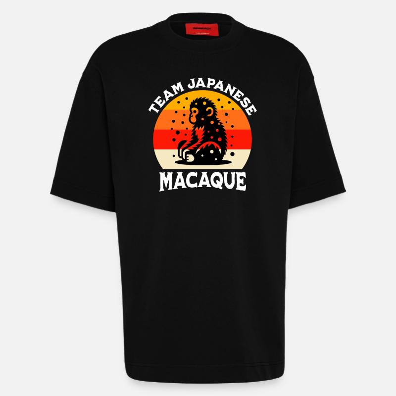 Équipe macaque japonais - T-shirt bio épais oversize fabriqué en UE - SOLID BLACK