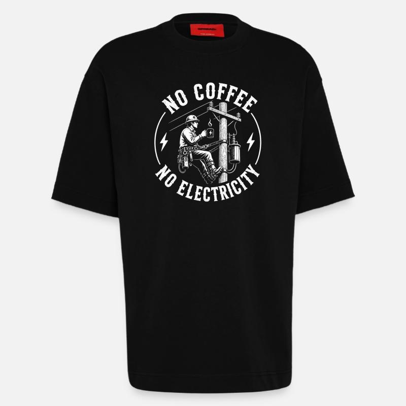 Pas d’alimentation sans café - T-shirt bio épais oversize fabriqué en UE - SOLID BLACK
