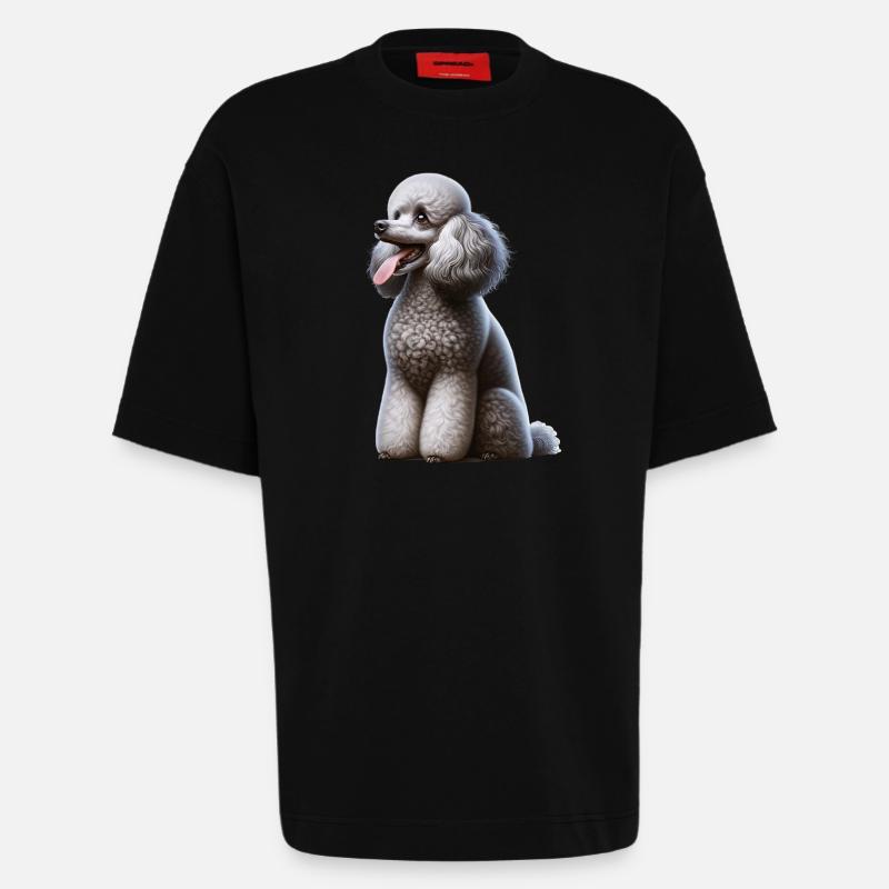 Caniche Pudel - T-shirt bio épais oversize fabriqué en UE - SOLID BLACK